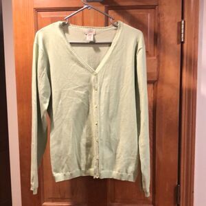 L.LBEAN button down cardigan sweater size large.
